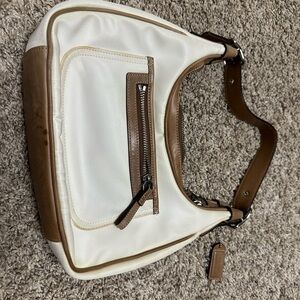 Vintage Coach White and Brown Shoulder Bag